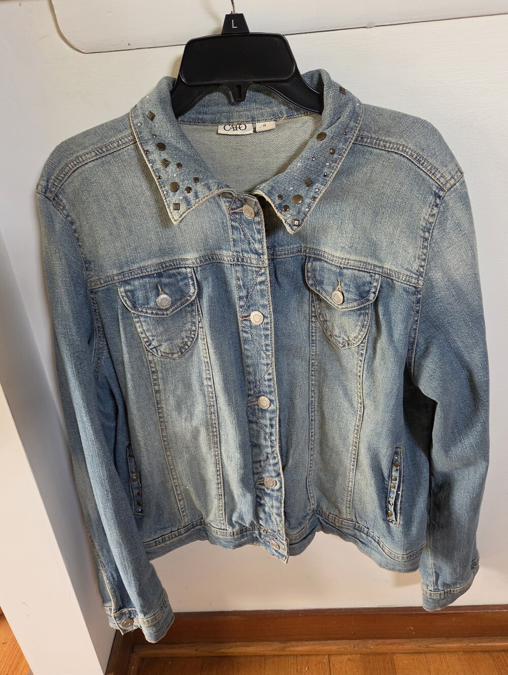CATO Studdes Collar Jean Jacket Plus Size XL